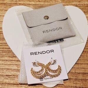 Gold Crescent Hoop Earrings with Textured Design by